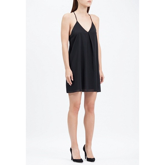 Alice + Olivia Fierra Y-back 100% Silk Racerback Slip Mini Dress Black Large - Picture 15 of 16
